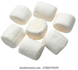 White Fluffy Marshmallows Stack Isolated on White Background