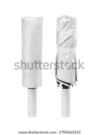 White foldable small umbrella isolated on white background.