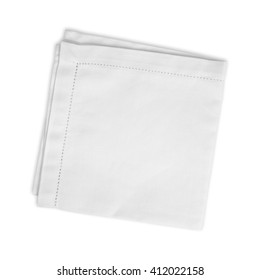 White Folded Linen Napkin Isolated On White Background