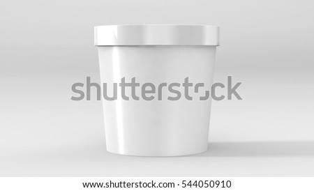 White Food Plastic Tub Container For Dessert, Yogurt, Ice Cream, Sour Sream Or Snack. Ready For Your Design. Product Packing Vector