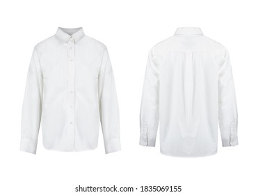 White formal shirt with separate button-down collar on white background