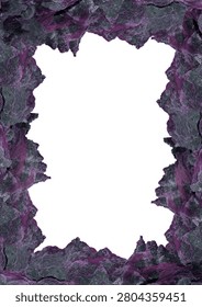 White frame background with decorated sharp rocks design borders.