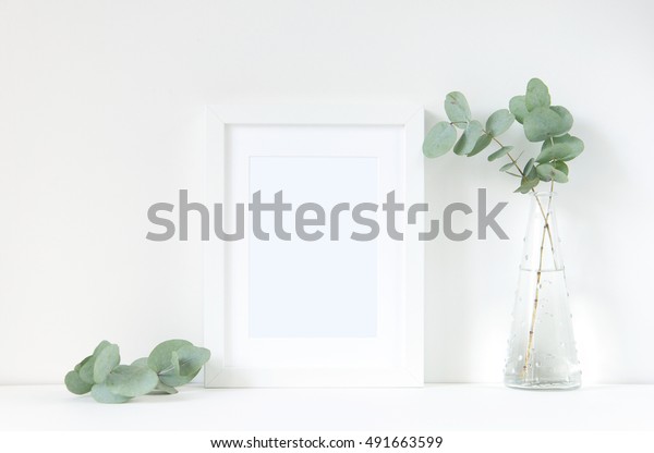 Download White Frame Mockup Eucaluptus Frame Mockup Stock Photo Edit Now 491663599 PSD Mockup Templates