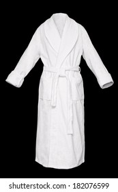 White Fresh Bath Robe Isolated On Black Background