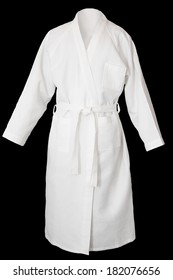 White Fresh Bath Robe Isolated On Black Background