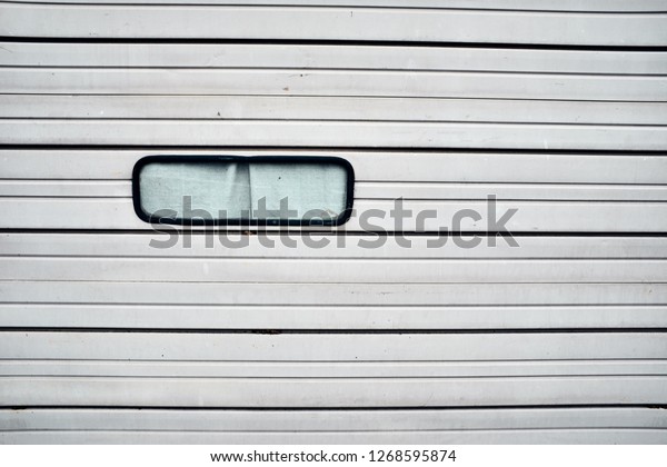 White Garage Door Single Window Black Stock Photo Edit Now