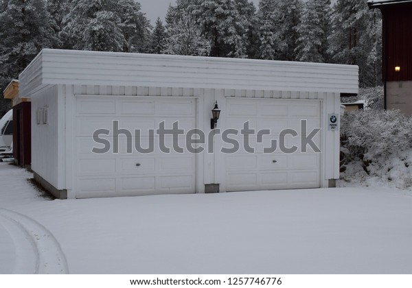 White Garage Two Doors Bmw Sign Stock Photo Edit Now