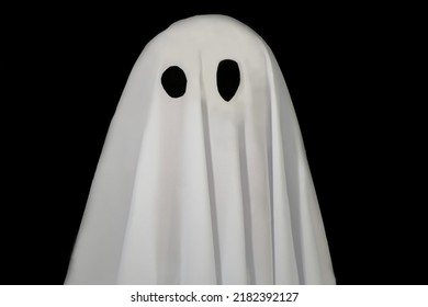 White Ghost On Black Background Halloween