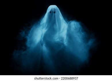 White ghost on dark background