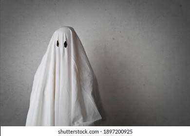 White Ghost On Gray Background