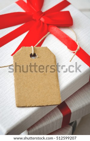 Similar – Image, Stock Photo White gift box with label on wooden table