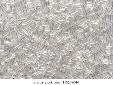 White Glass Bugle Bead Background