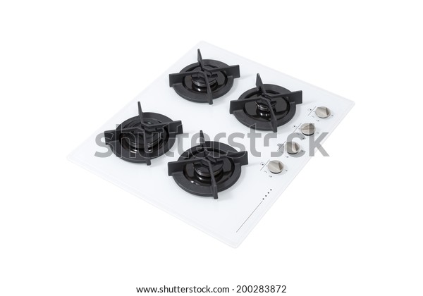 White Glass Gas Hob Isolated On Stock Photo Edit Now 200283872