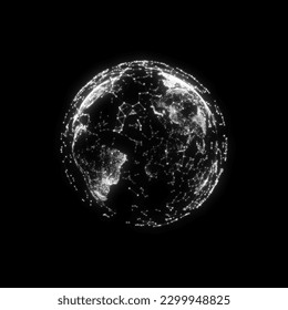 White global on black background.Communication tecnology concept.
