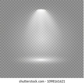 White Glowing Transparent Disco Lights Background. Bright Lighting Effect Disco Lights. Realistic Studio Vector Illumination.