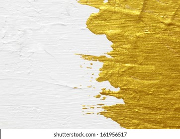 White and gold acrylic textured painting background