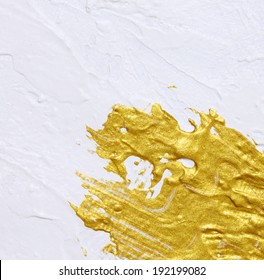 White and gold acrylic textured painting background