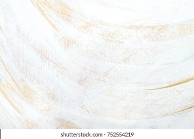 White And Gold Antique, Rustic Acrylic Colors, Brush Painted And Carved Texture, Background Texture, Space For Copy