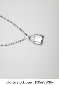 White Gold Bracelet Or Necklace On A Clean Background