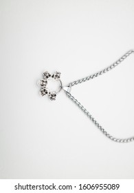 White Gold Bracelet Or Necklace On A Clean Background