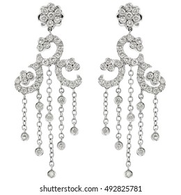 White Gold Chandelier Earrings