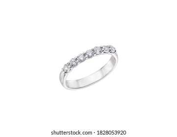 White Gold Engagement Ring With Diamond.Diamond Ring Isolated On White Engage Soletaire Style Ring