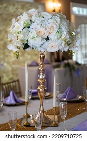 White And Gold Floral Wedding Centerpiece