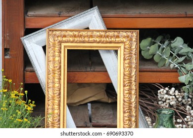 white and gold frames