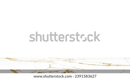 white and gold marble table at foreground for product displayed isolated on background with clipping path. table at foreground for cosmetic, drink, liquid displayed. luxury table at foreground.