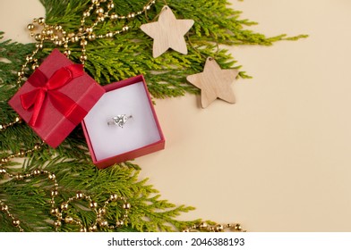 Lindo Rojo árbol De Navidad Decoración Anillo Caja-Caja de Regalo de Navidad Earrings Joyas 