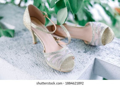 White And Gold Wedding Shoes