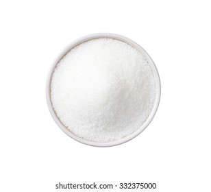 White Granulated Sugar In Ceramic Bowl