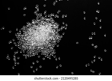 White Granules Of Polypropylene, Polyamide In A Test Tube. Background. Plastic And Polymer Industry. Microplastic Products.