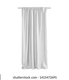 White grey curtains Isolated on a white background, front view. Photo ready for mock up.