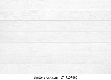 White Grey Wood Color Texture Horizontal For Background. Surface Light Clean Of Table Top View. Natural Patterns For Design Art Work And Interior Or Exterior. Grunge Old White Wood Board Wall Pattern.