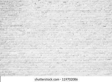 White grunge brick wall background - Shutterstock ID 119702086
