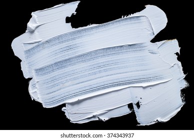 White Grunge Brush Strokes Paint On Black Background