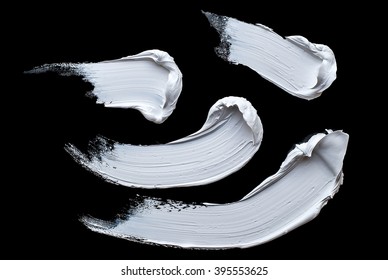 White Grunge Brush Strokes Paint On Black Background