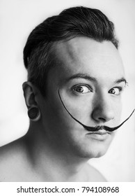 White Guy With Mustache Depicts Salvador Dali