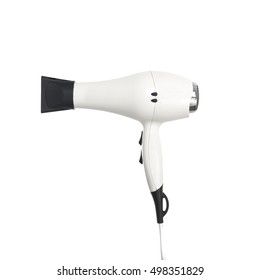 White Hair Dryer On White Background