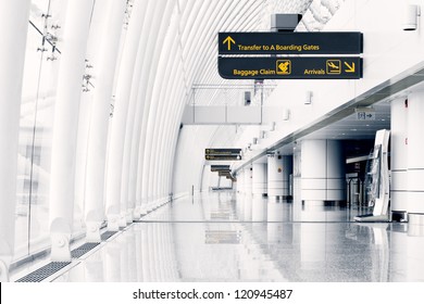 White hall at airport - modern architecture