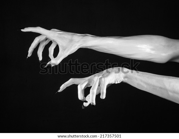 White Hands Death Black Nails White Stock Photo Edit Now 217357501