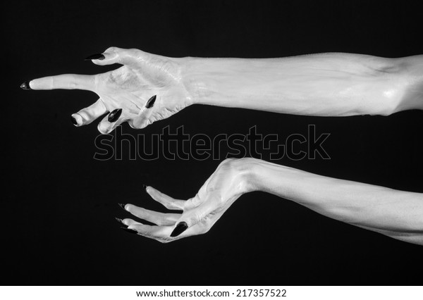 White Hands Death Black Nails White Stock Photo Edit Now 217357522