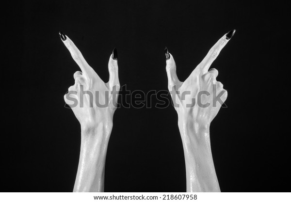 White Hands Death Black Nails Devils Stock Photo Edit Now 218607958