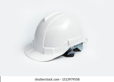 White hard hat, construction safety helmet                             