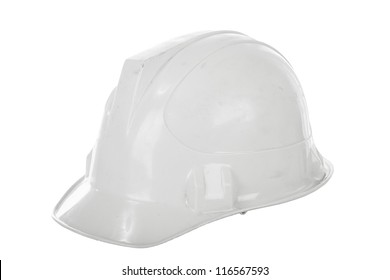 White Hard Hat Isolated On White