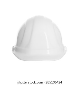 A white hard hat isolated on a white background.