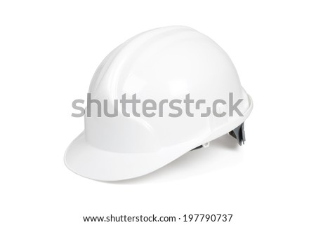 White hard hat isolated on white with clipping path.