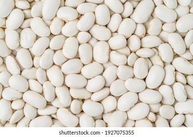 White Haricot Beans Background. Legumes, Top View