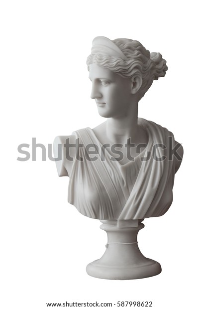 White head marble statue of roman Ceres or greek\
Demeter isolated on white